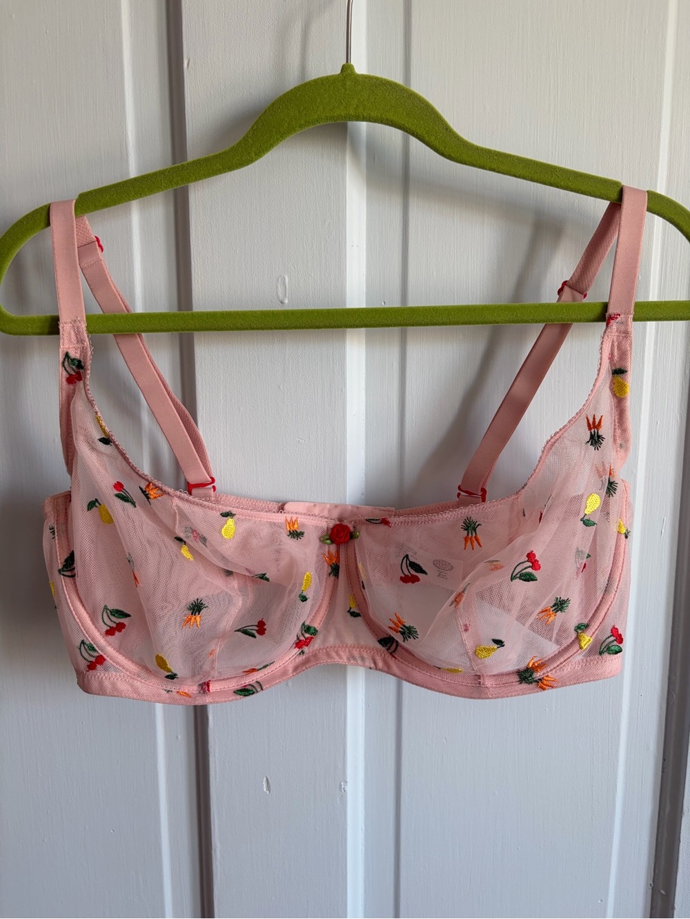 Parade Sheer Pink Fruit-Print Unlined Underwire Bra